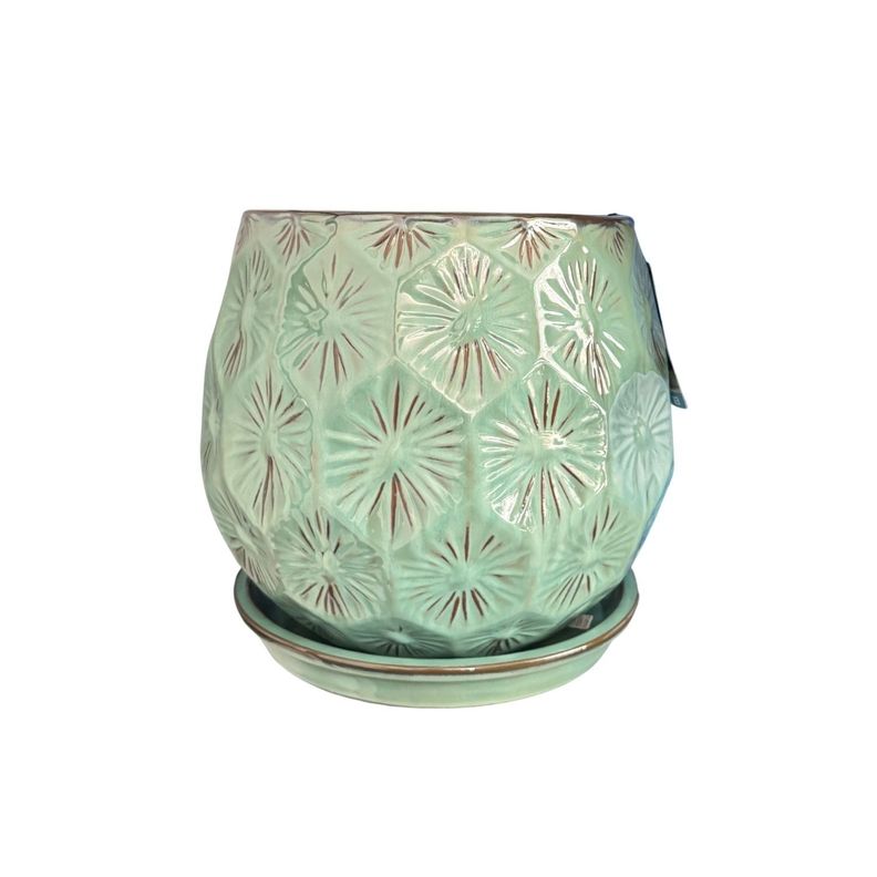 Maceta Patelle 38 Verde Musgo con plato