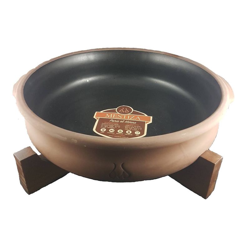 Cazuela 28 con Asas Rustica Negro con Soporte-0