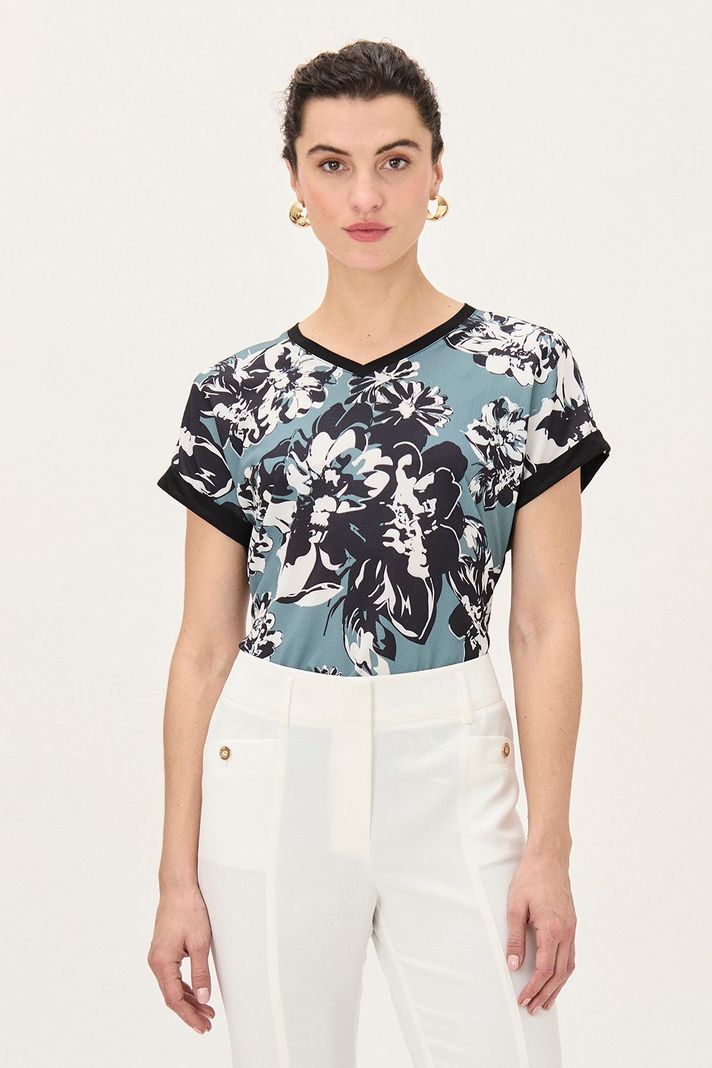 Polera Doble Tela Estampada verde Ma Griffe 14602224055107-0