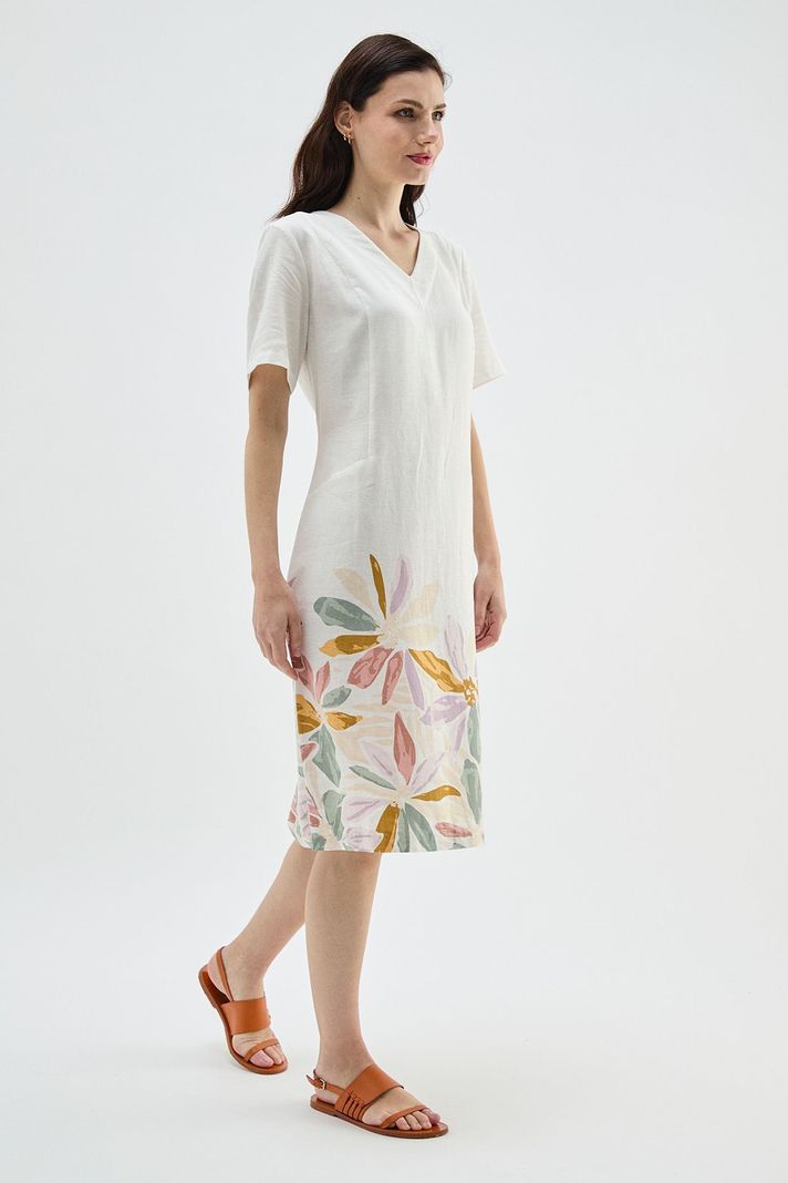 Vestido Lino Estampado Crudo Ma Griffe 13102224056105-2