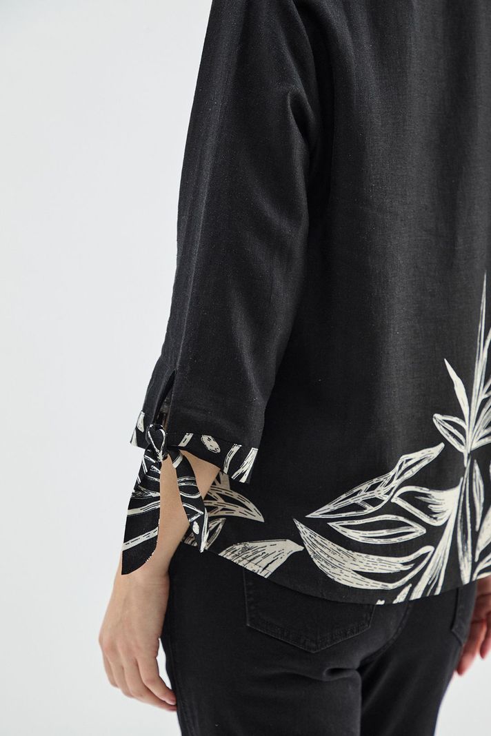 Blusa Lino Estampada En Basta Negro Ma Griffe 14102224068102-3
