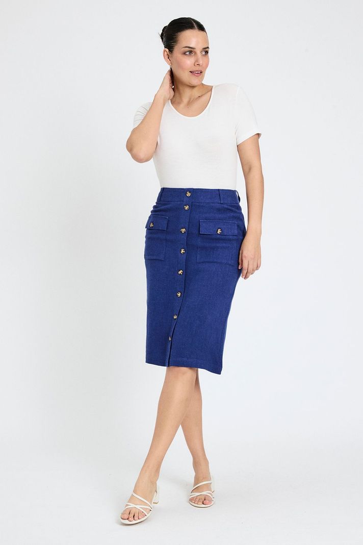 Falda Lisa Larga Azul Ash 12304224001104-0