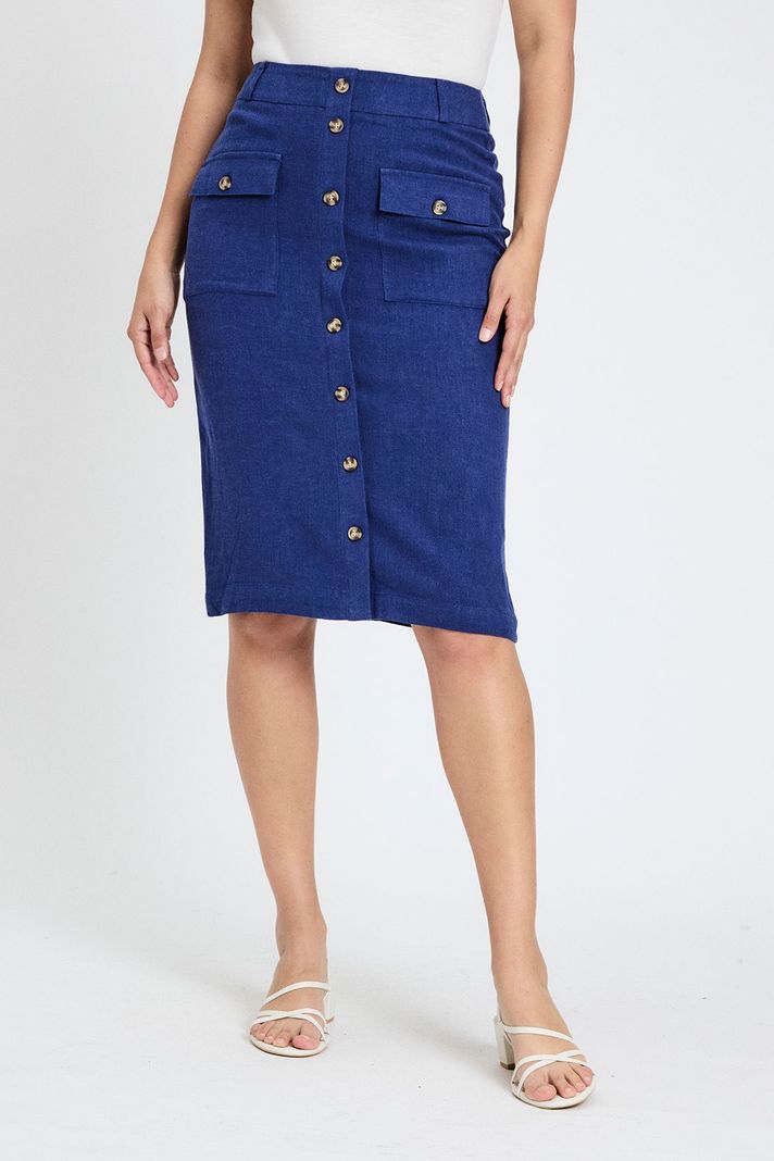 Falda Lisa Larga Azul Ash 12304224001104-1
