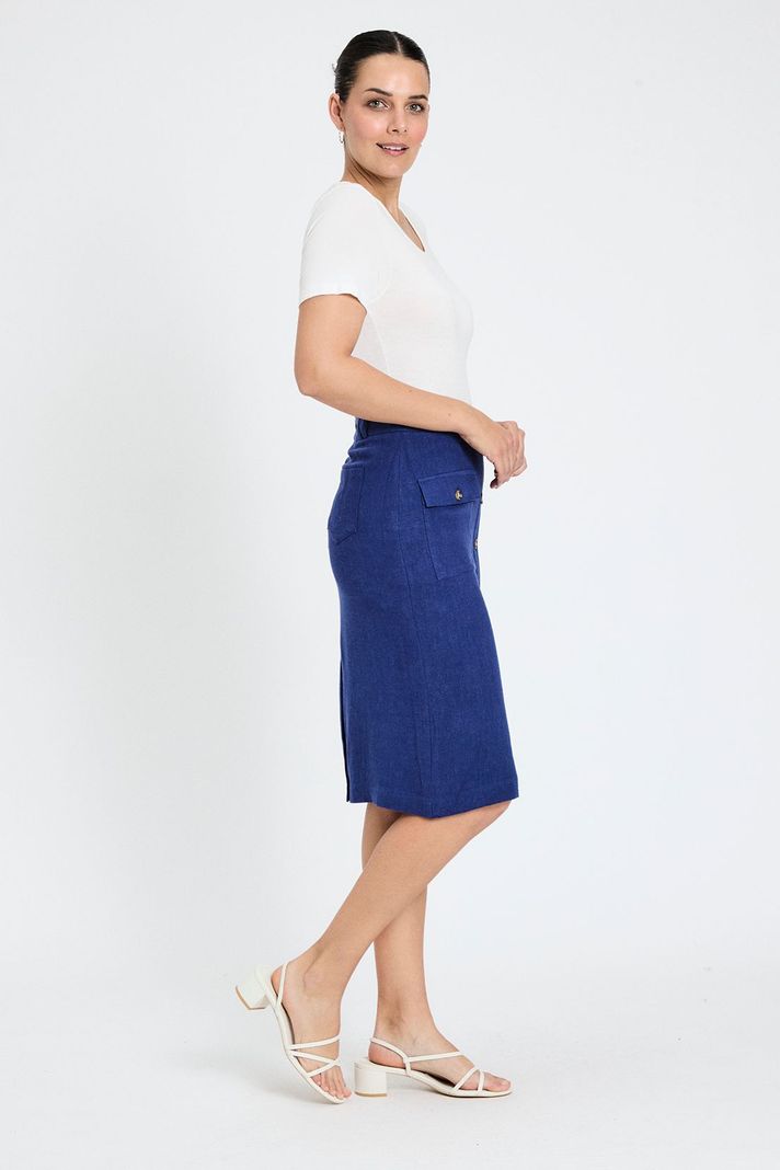 Falda Lisa Larga Azul Ash 12304224001104-3