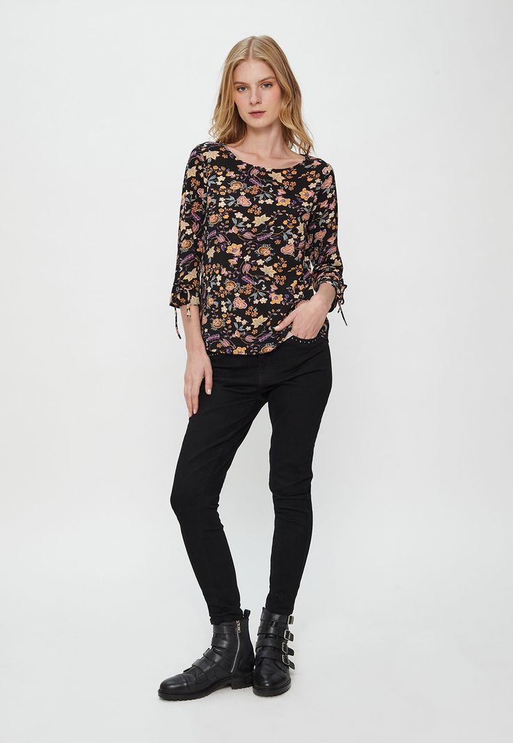 Blusa Print Manga Acampanada Negro Ash 14107124055102-1
