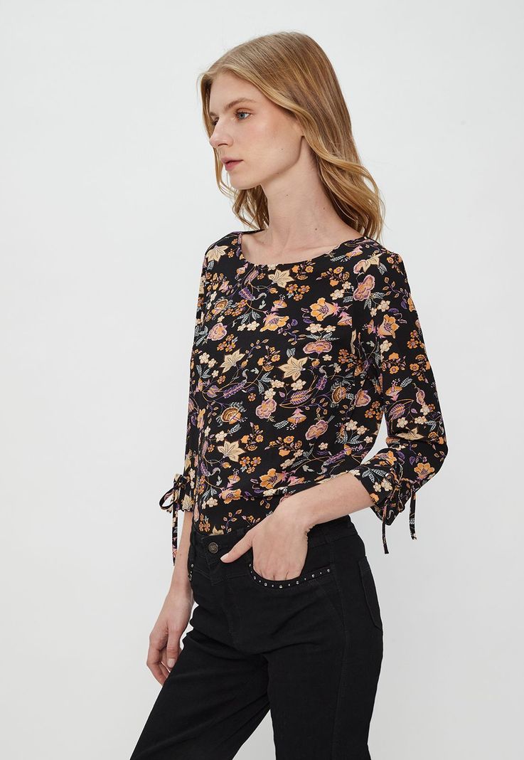 Blusa Print Manga Acampanada Negro Ash 14107124055102-3