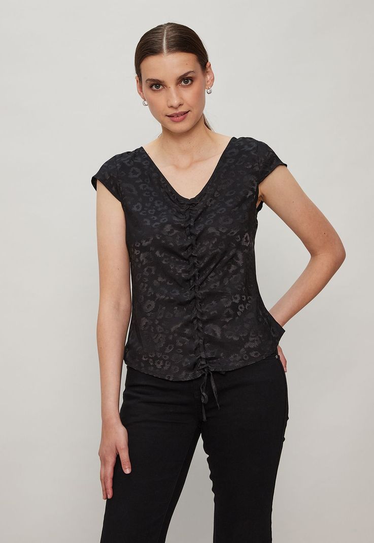Top Satin Animal Print Negro Ash 14007124051102-0
