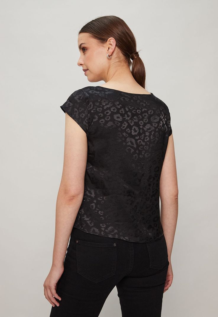 Top Satin Animal Print Negro Ash 14007124051102-3