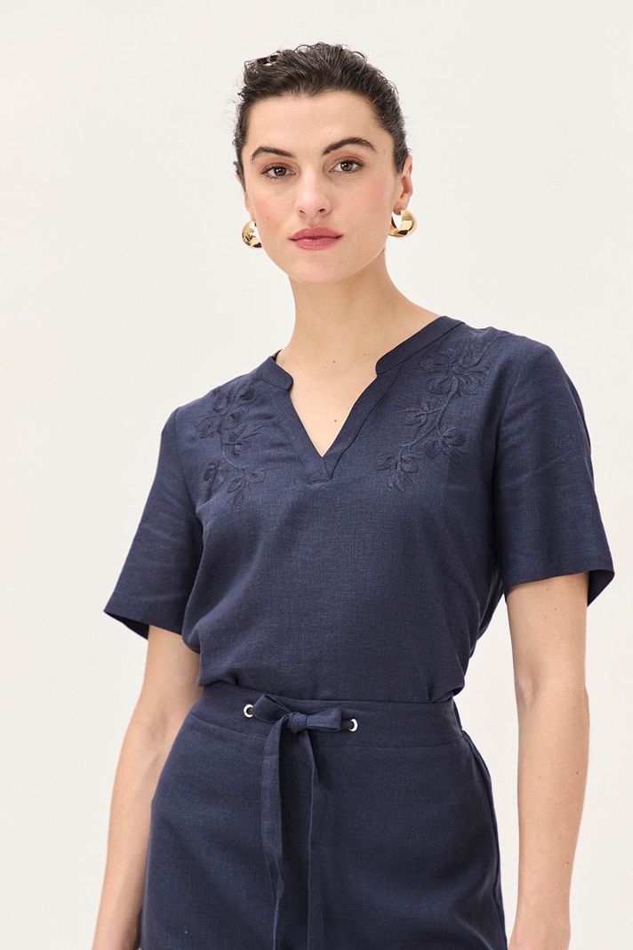 Blusa Lino Azul Ma Griffe 14002224065104-0
