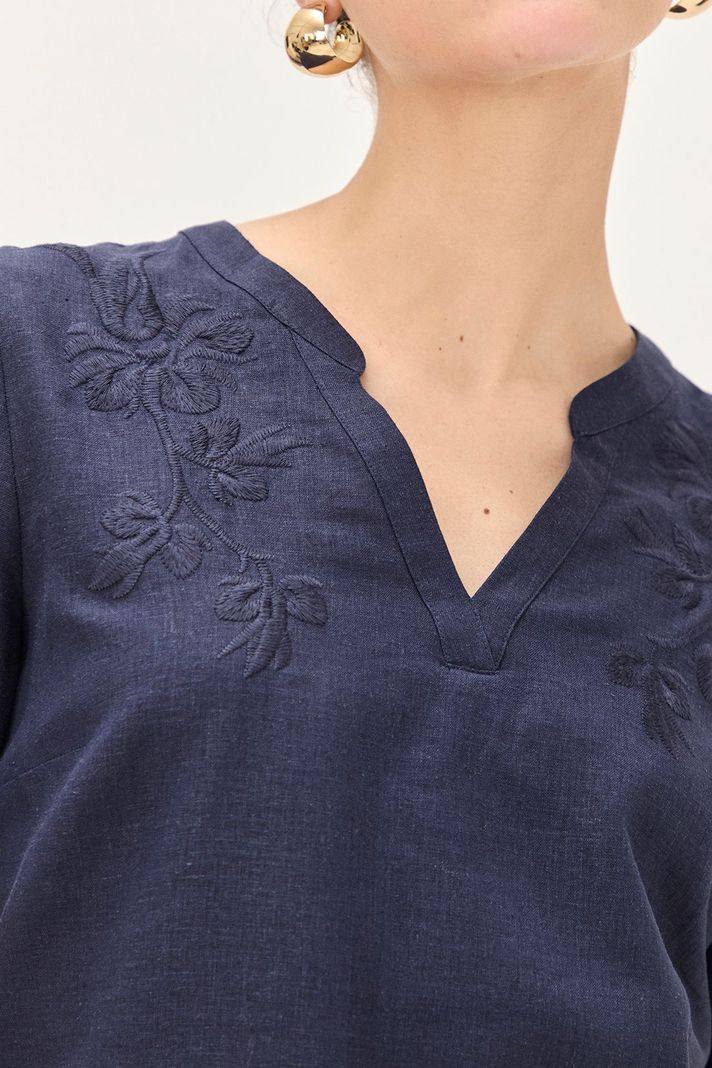 Blusa Lino Azul Ma Griffe 14002224065104-1