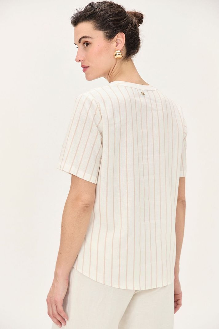 Blusa Lino Estampada Beige Ma Griffe 14102224064106-2