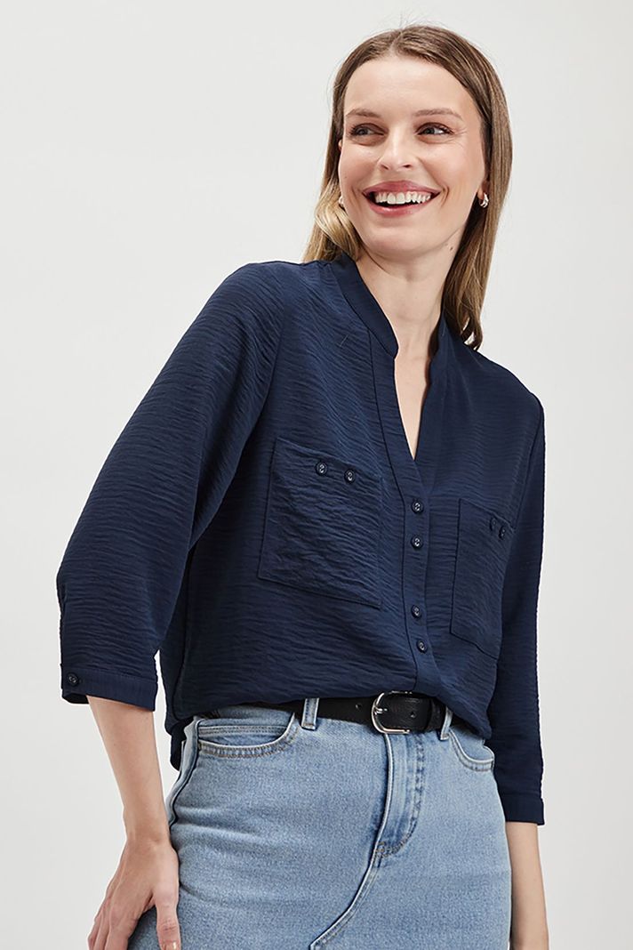 Blusa Lisa Cuello Mao Azul Ash 14007224053104-0