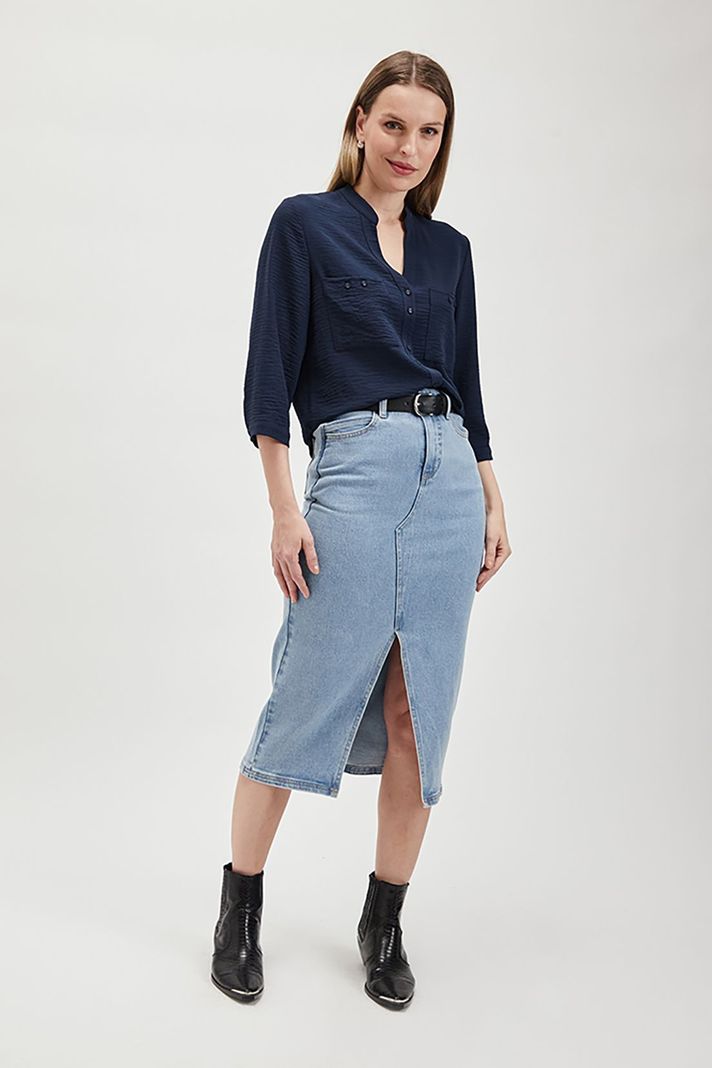 Blusa Lisa Cuello Mao Azul Ash 14007224053104-1