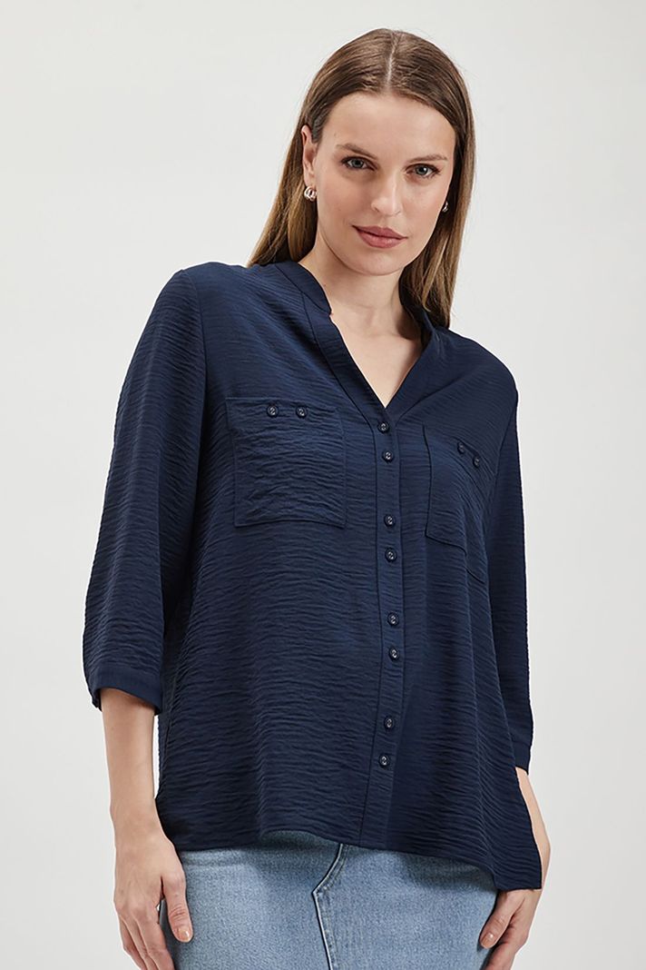 Blusa Lisa Cuello Mao Azul Ash 14007224053104-2