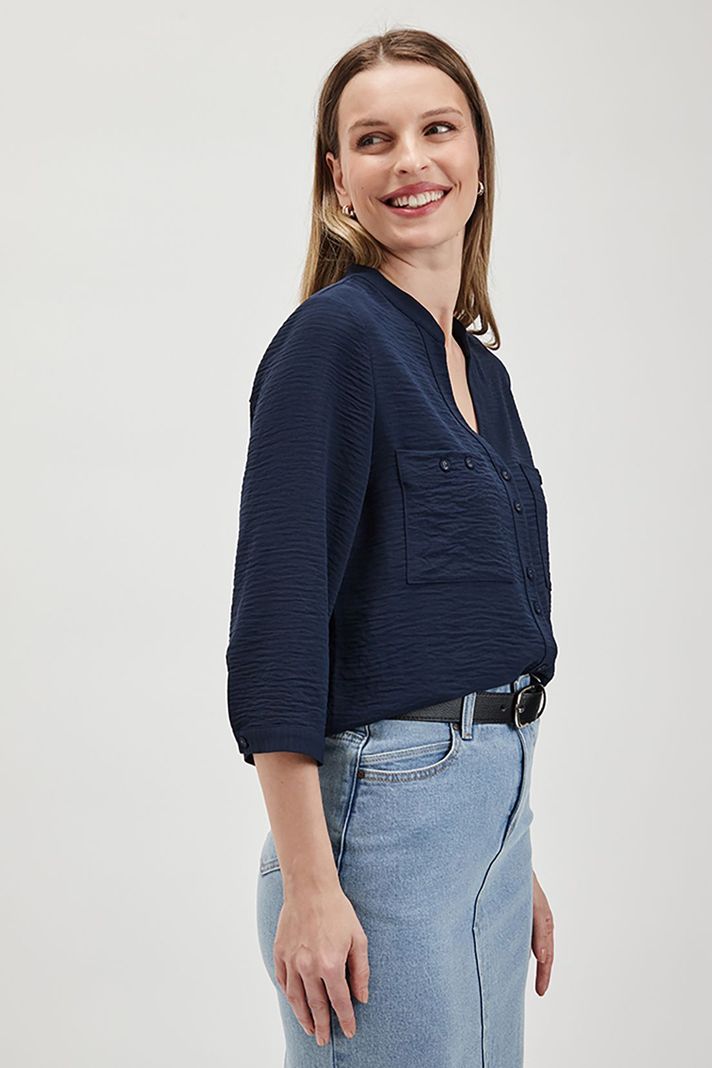 Blusa Lisa Cuello Mao Azul Ash 14007224053104-3