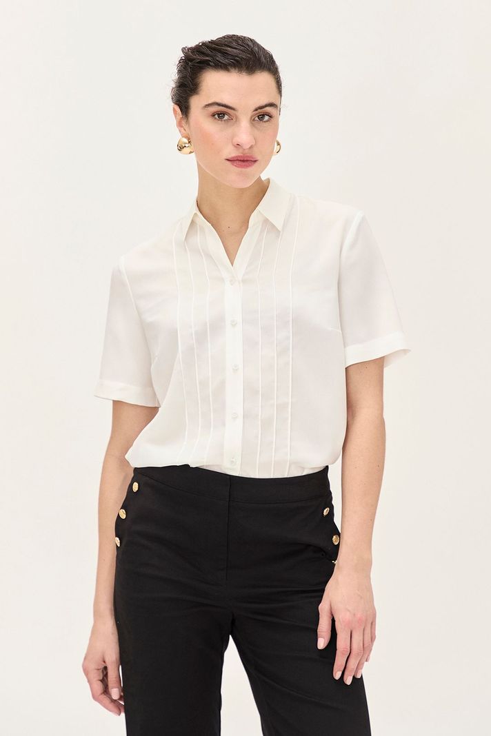 Blusa Camisera Pliegues Crudo Ma Griffe 14002224064105-0
