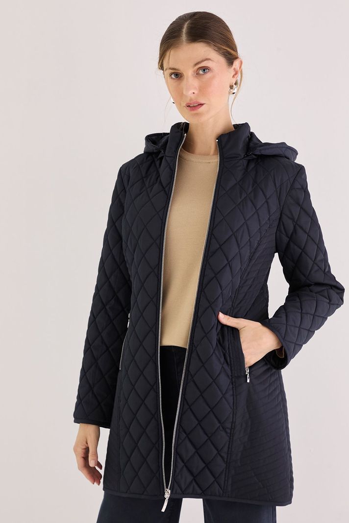 Parka Larga Con Gorro Desmontable Azul 17602125001104-4