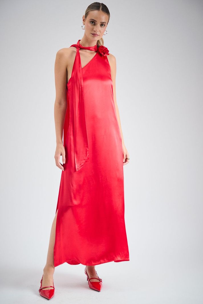 Vestido Liso Largo Rojo iO 13420224056103-0