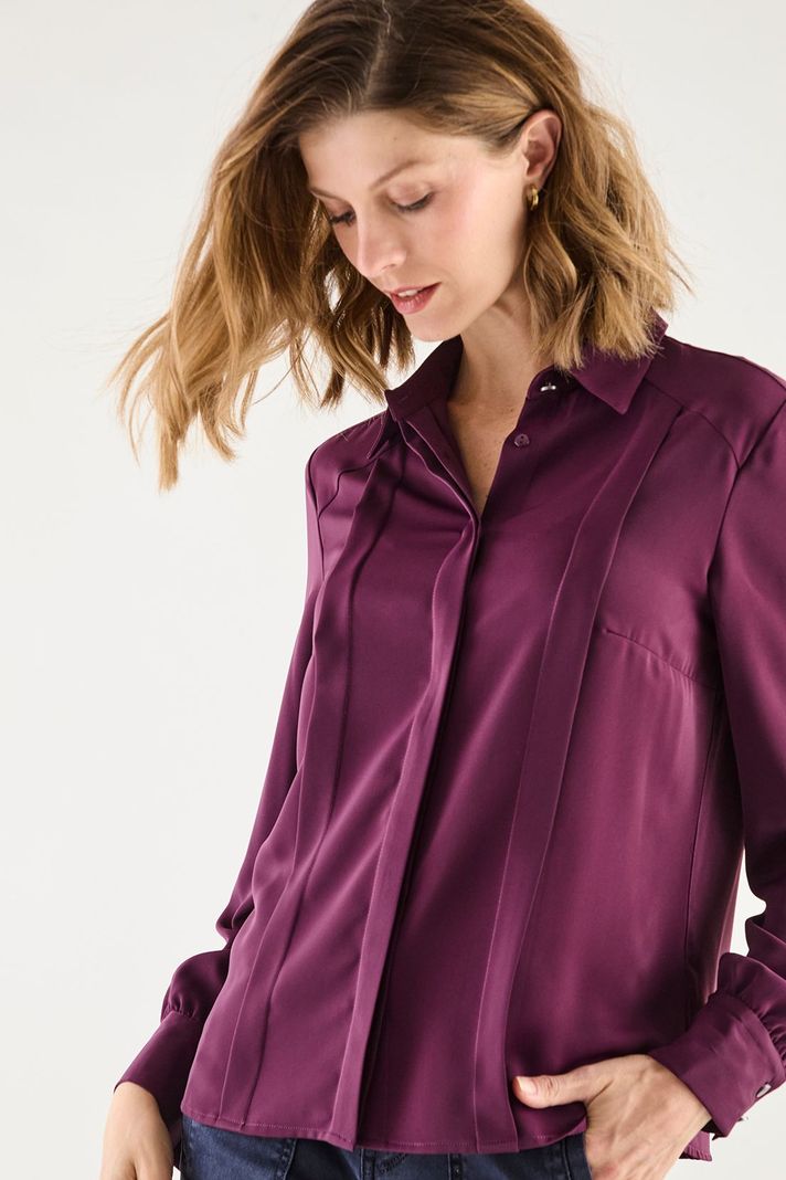 Blusa Camisera Con Plizados Burdeo 14002125055112-0