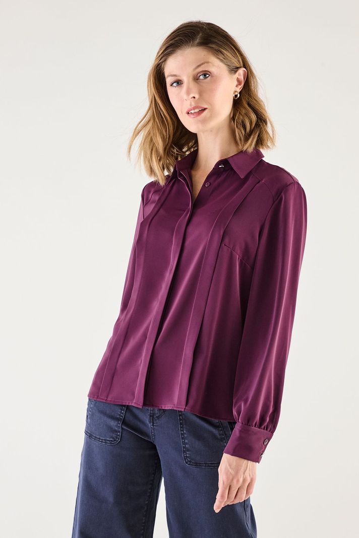 Blusa Camisera Con Plizados Burdeo 14002125055112-1