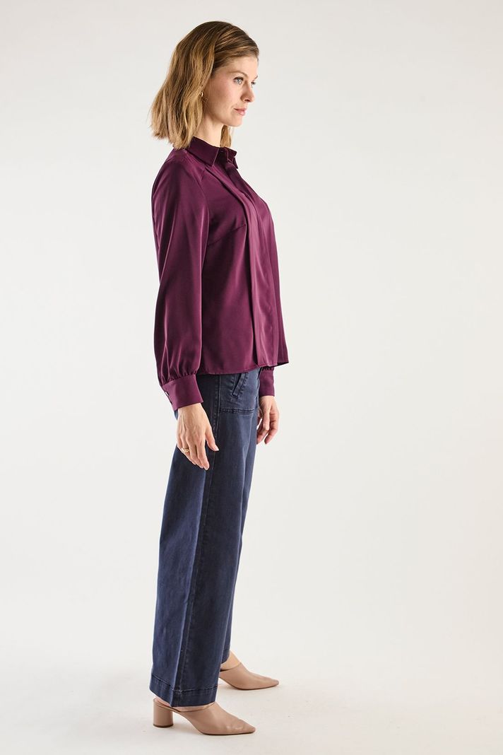 Blusa Camisera Con Plizados Burdeo 14002125055112-4