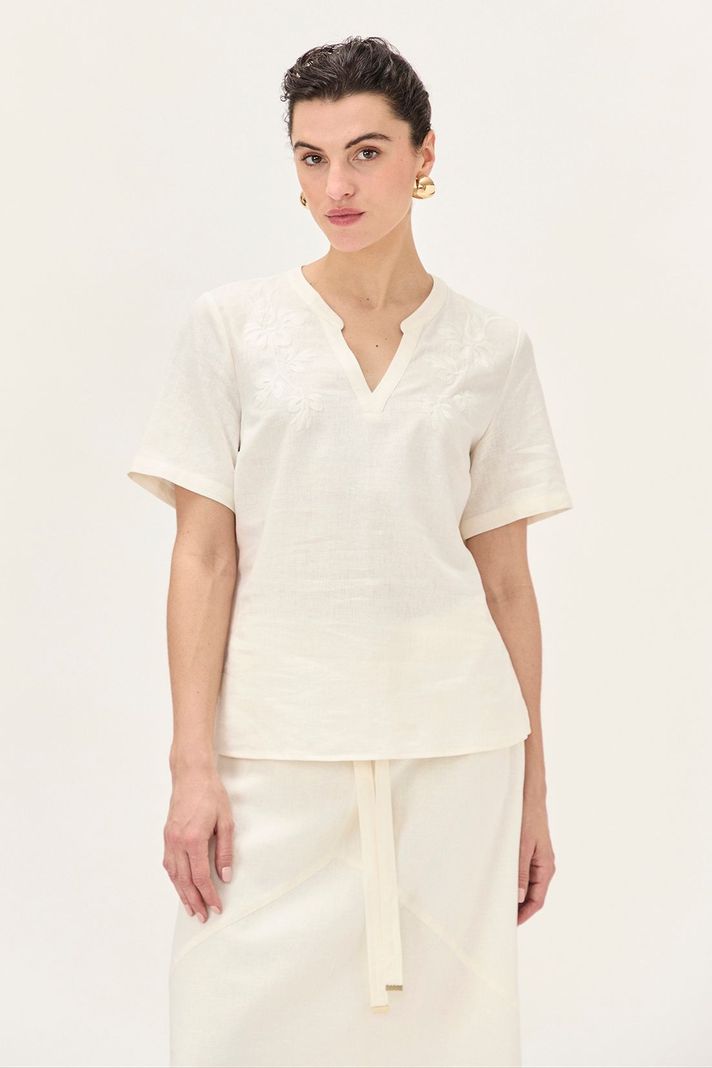 Blusa Lino Crudo Ma Griffe 14002224065105-3