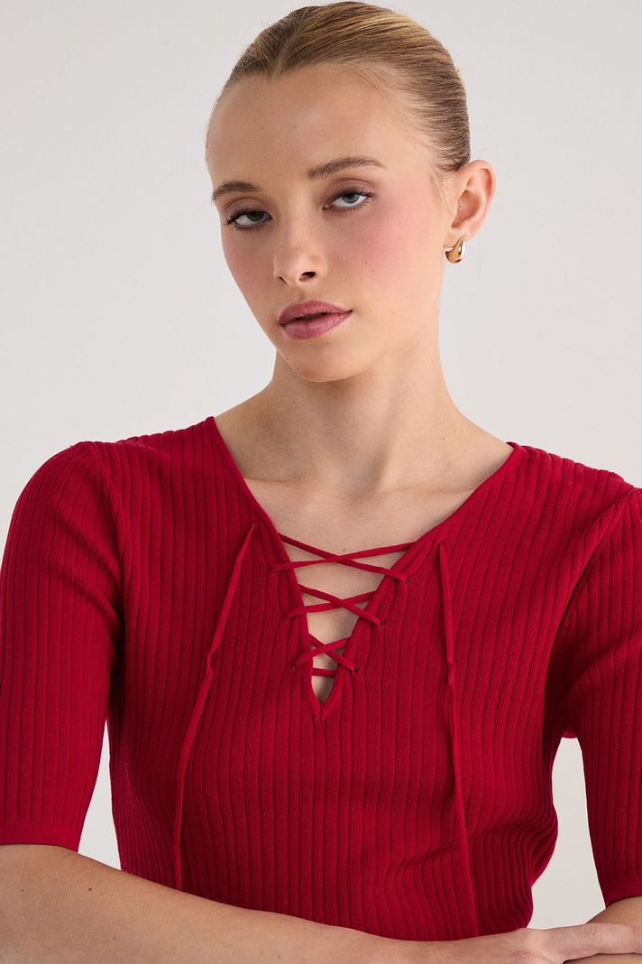 Polera Lisa Tejida Rojo 18207125003103-0