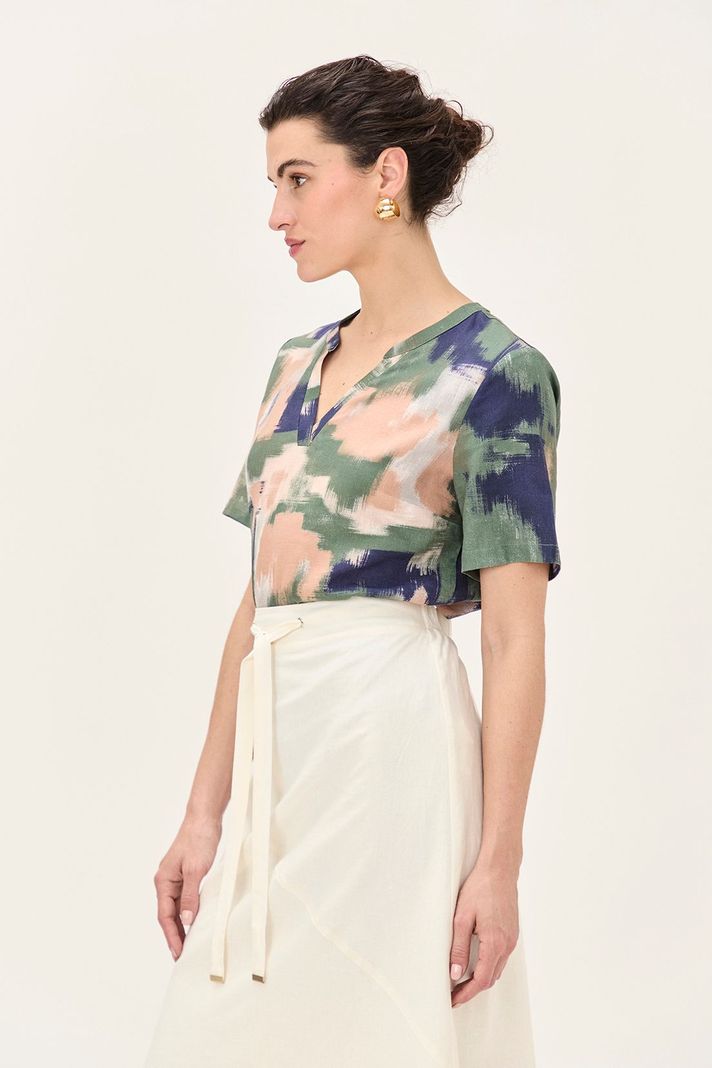 Blusa Lino Estampada Verde Ma Griffe 14102224064126-2