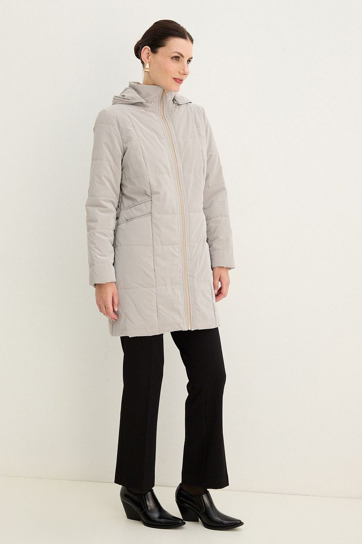 Parka Larga Con Gorro Gris 17602125007113-3