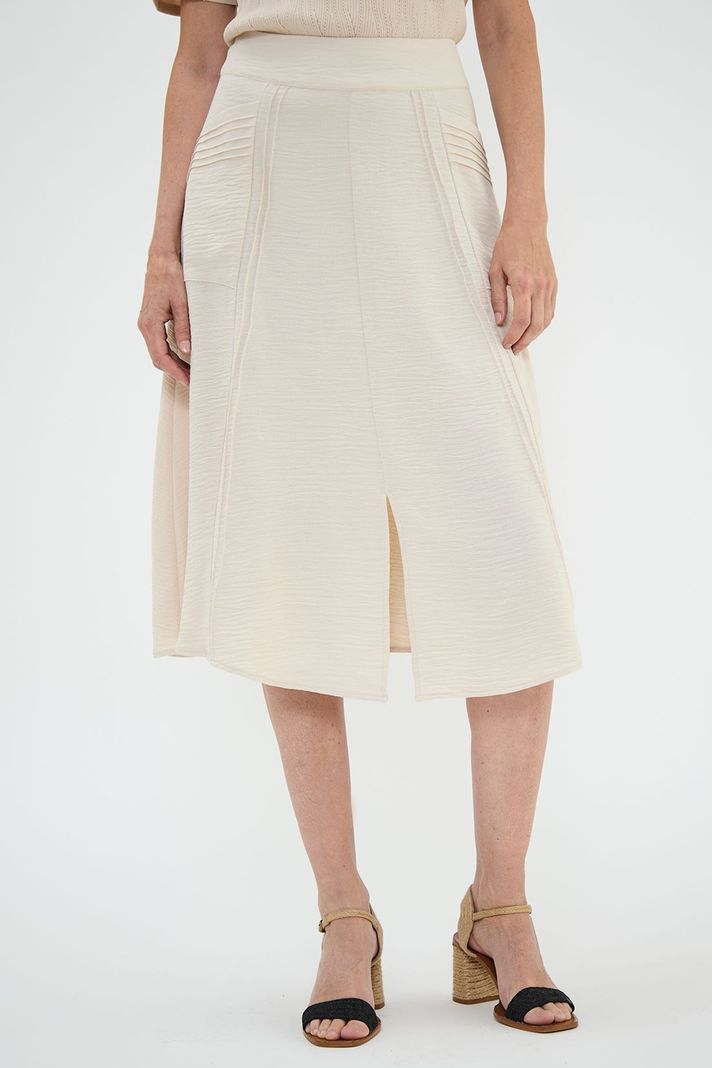 Falda Evase Con Plisados Beige Ma Griffe 12002224004106-1