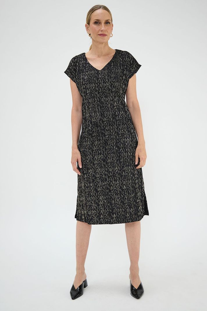 Vestido Textura Y Folia Negro Ma Griffe 13102125100102-0