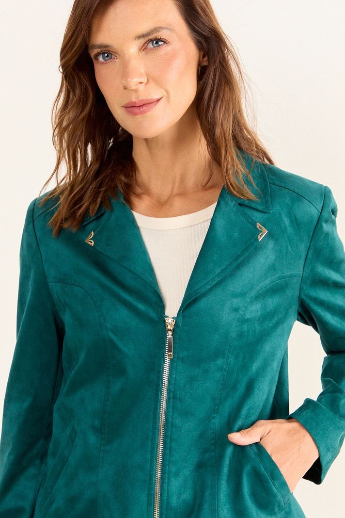 Chaqueta Suede Verde Petróleo Ma Griffe 17502126054107 Ma Griffe