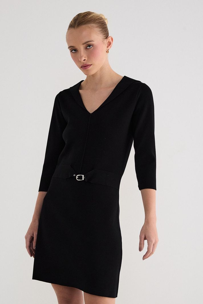 Vestido Tejido Liso Negro 13007125001102-1