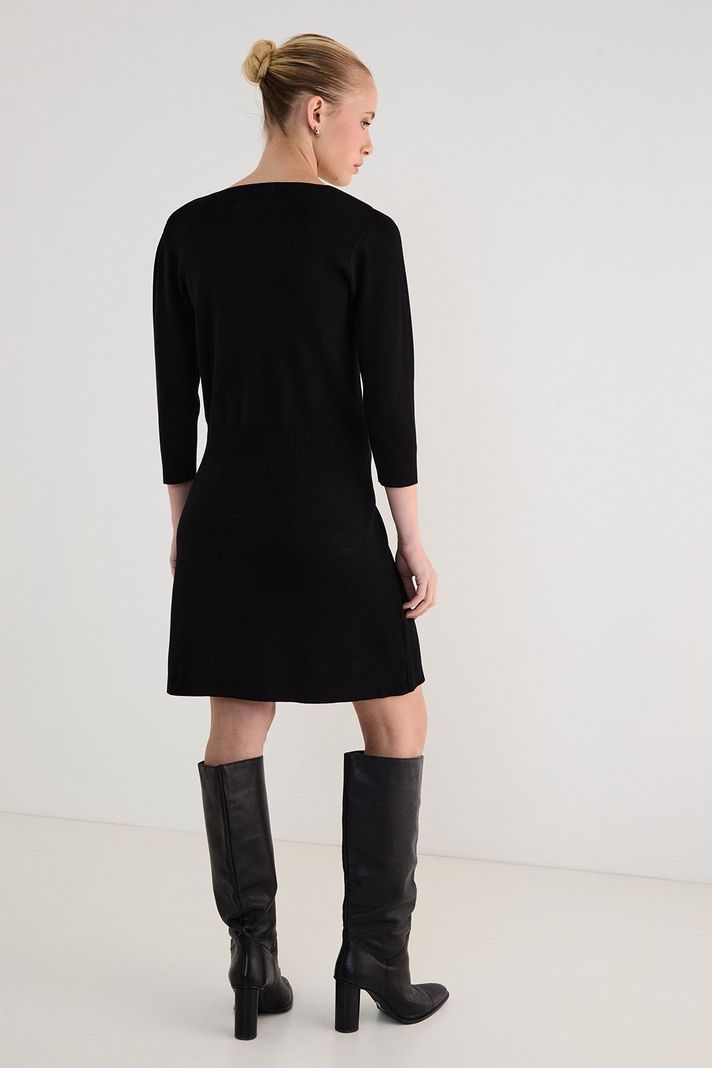Vestido Tejido Liso Negro 13007125001102-2