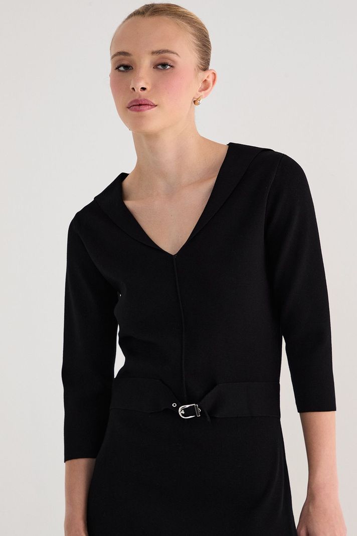 Vestido Tejido Liso Negro 13007125001102-3