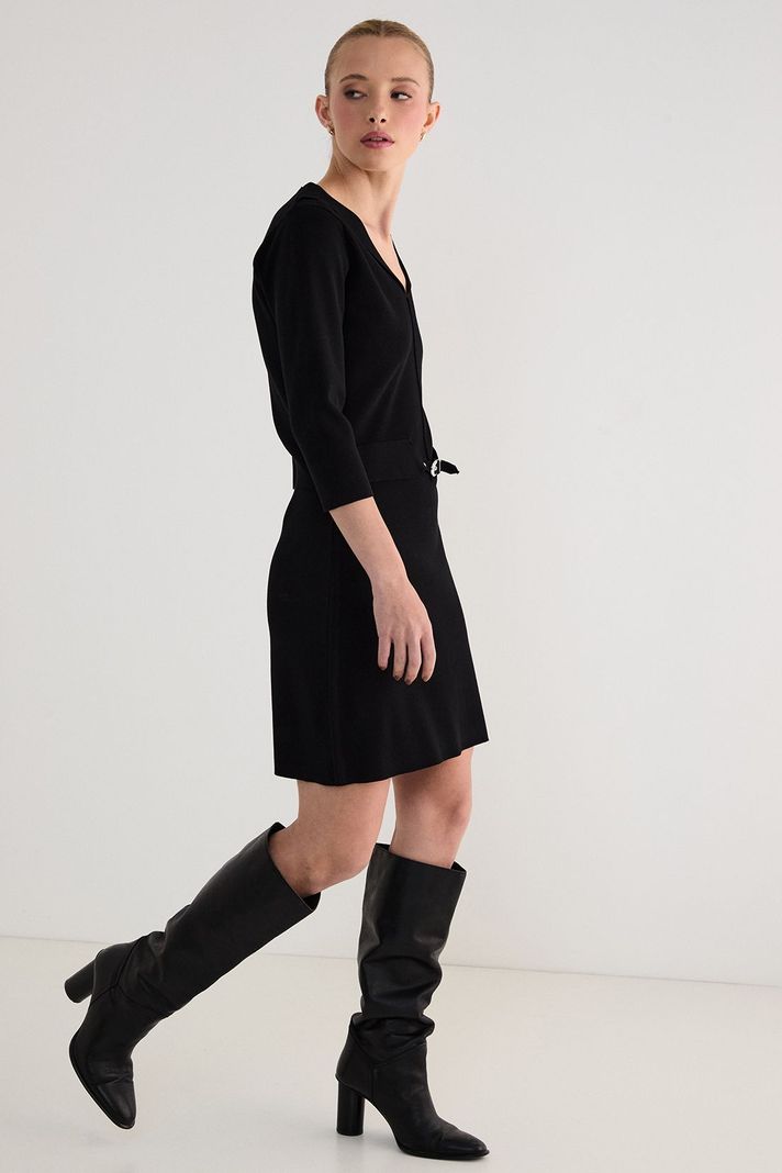 Vestido Tejido Liso Negro 13007125001102-4