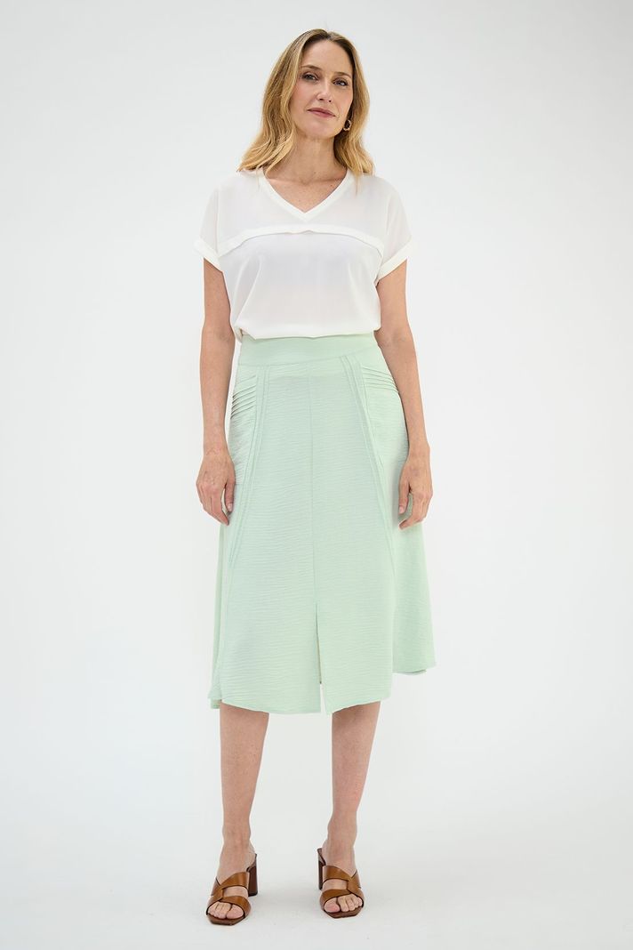 Falda Evase Con Plisados Verde Ma Griffe 12002224004117-0