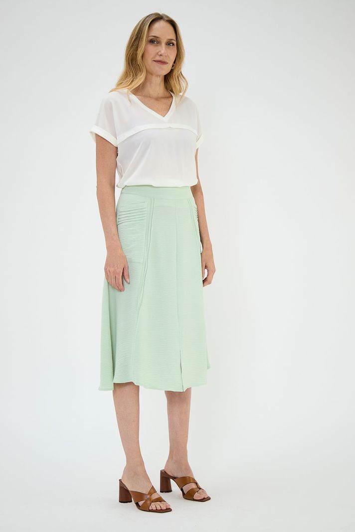 Falda Evase Con Plisados Verde Ma Griffe 12002224004117-3