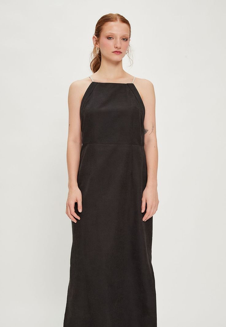 Vestido Liso Largo Negro iO 13420124001102-2