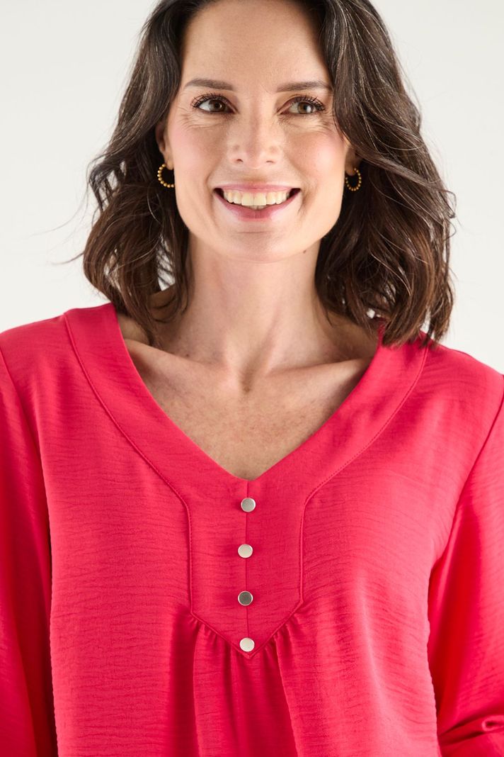 Blusa Escote En V Con Botones fucsia Ma Griffe 14002125004116-1