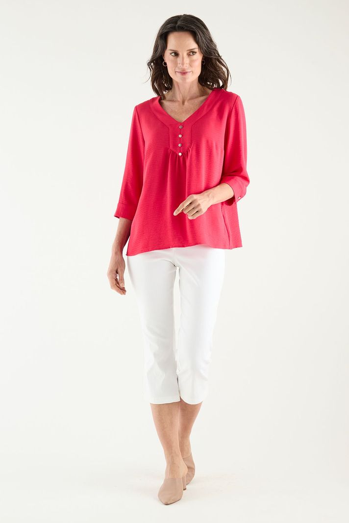 Blusa Escote En V Con Botones fucsia Ma Griffe 14002125004116-0