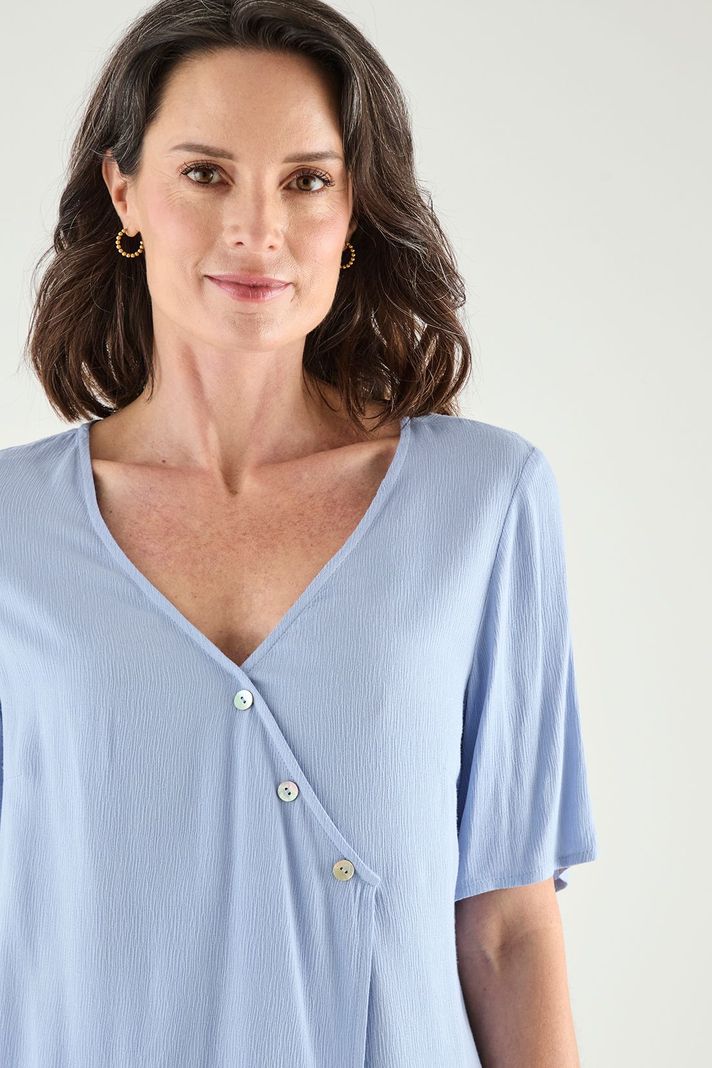 Blusa Escote En V Y Manga Corta Celeste Ma Griffe 14002125003110-1