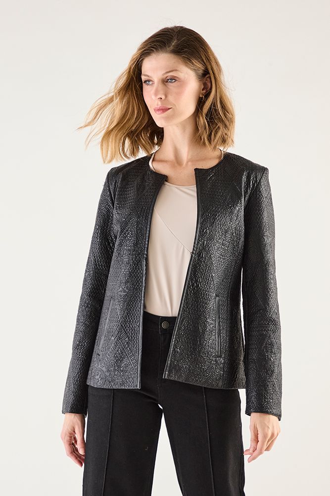 Chaqueta De Pu Con Diseño Negro 17502125005102-0