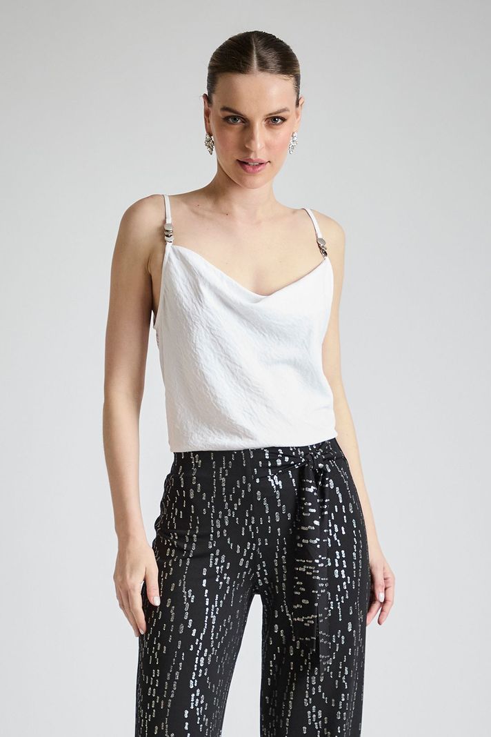 Top Liso Escote Drapeado Blanco Ash 14007224012105-0