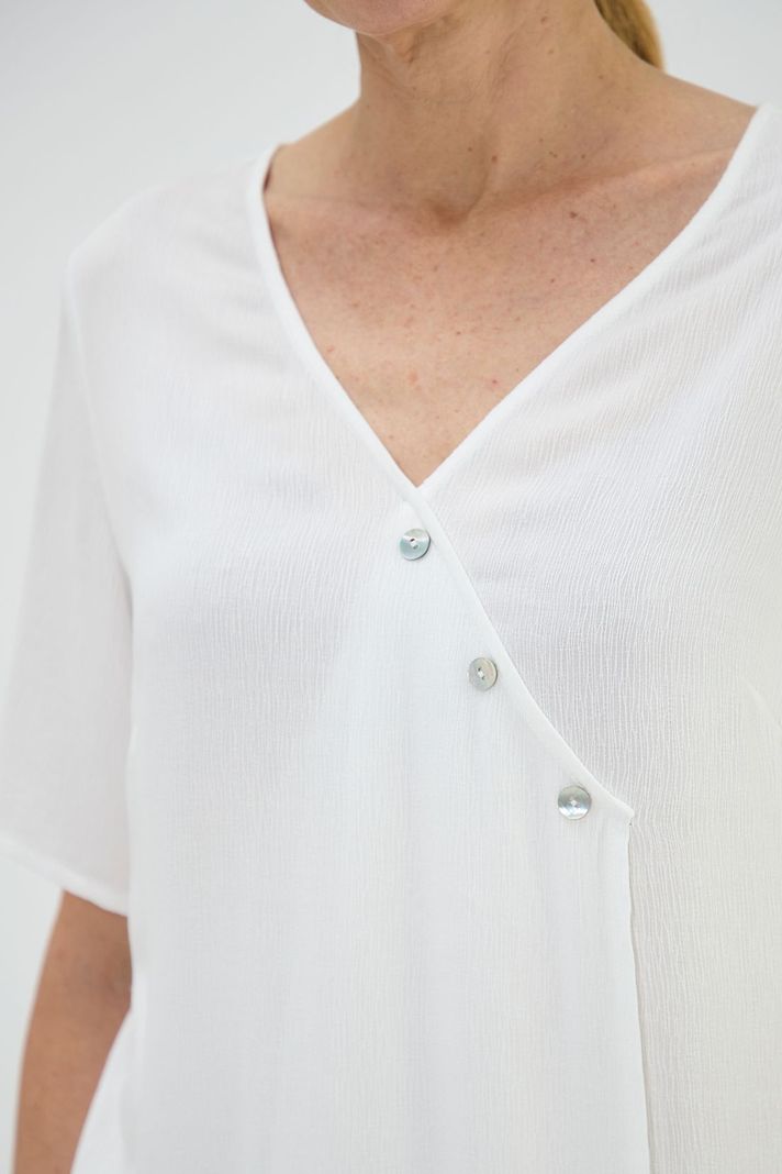 Blusa Escote En V Y Manga Corta Crudo Ma Griffe 14002125003105-1
