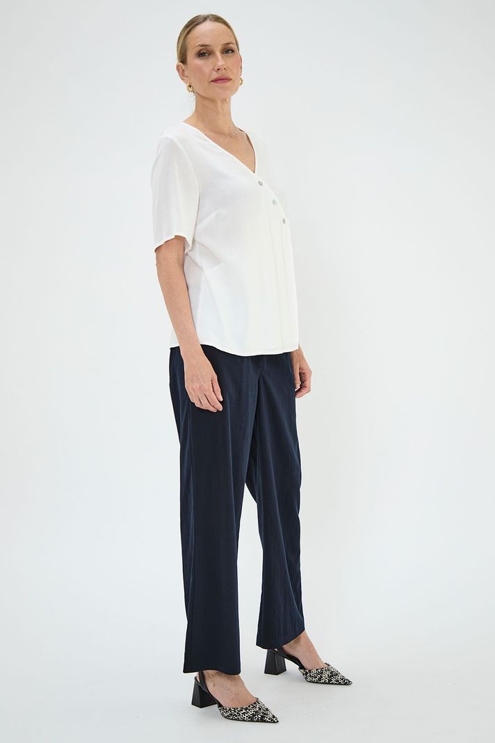 Blusa Escote En V Y Manga Corta Crudo Ma Griffe 14002125003105-2