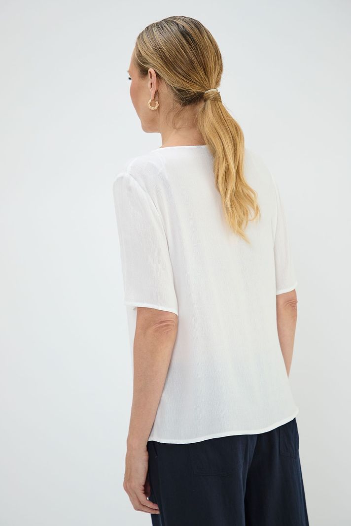 Blusa Escote En V Y Manga Corta Crudo Ma Griffe 14002125003105-3