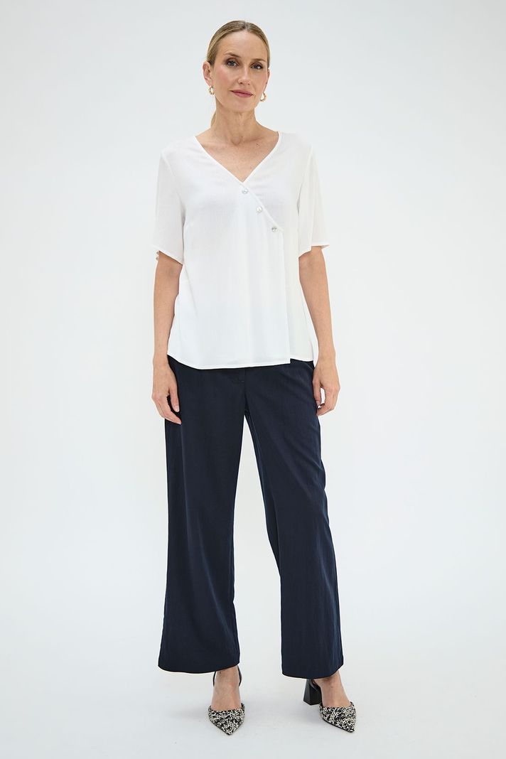 Blusa Escote En V Y Manga Corta Crudo Ma Griffe 14002125003105-4