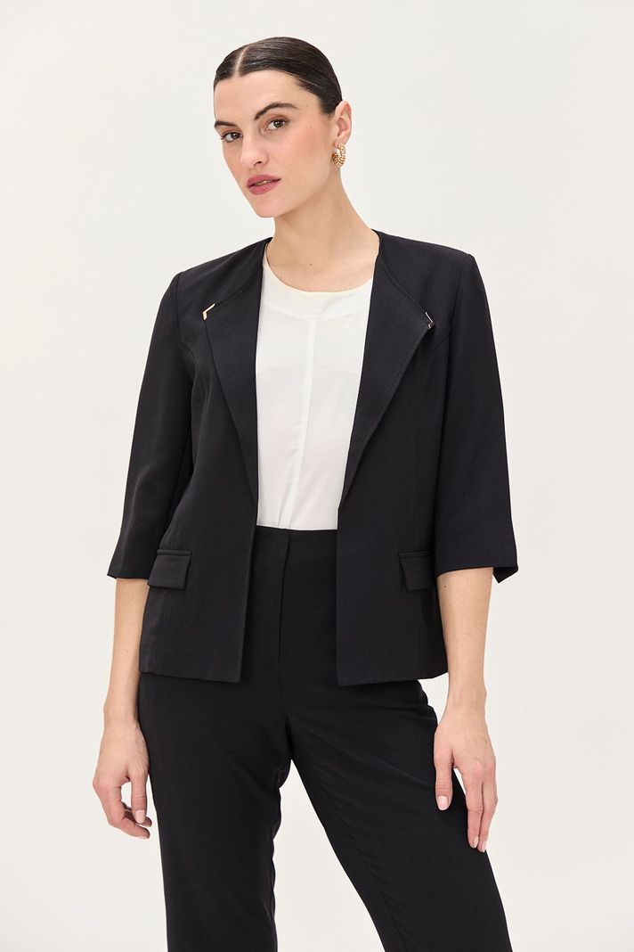 Blazer Con Solapa Negro Ma Griffe 16002224003102-0