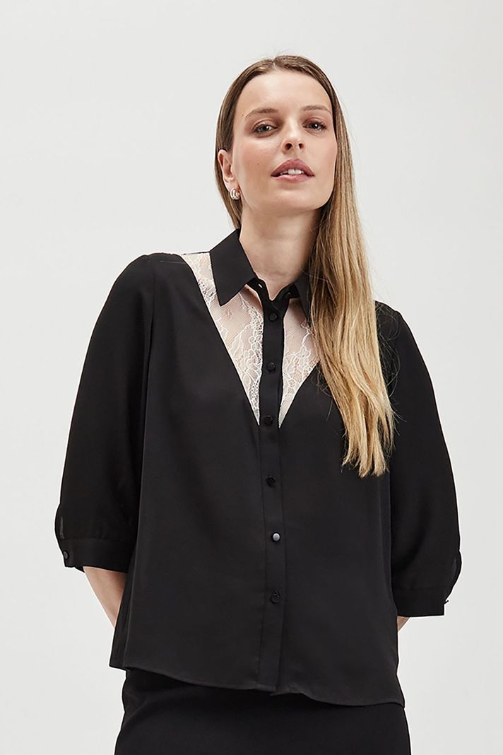 Blusa Camisera Encaje Negro Ash 14007224054102-1
